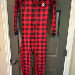 Lazy One Red and Black Plaid Footie Pajama